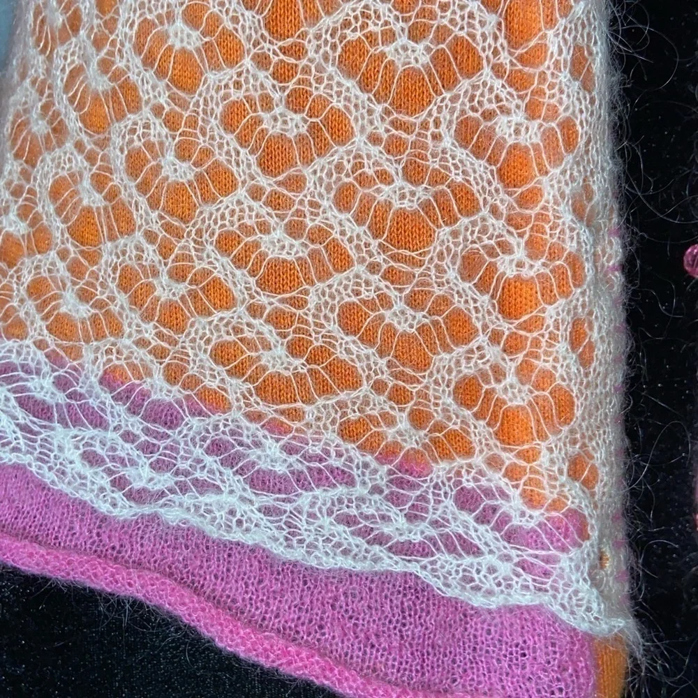 Sigrid Olsen Pink Trim Crocheted Overlay Cardigan - Picture 7 of 8